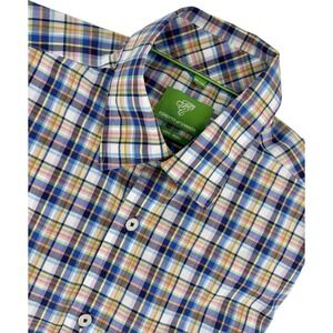 Forsyth Of Canada Men's Button Down Shirt Medium Multicolor Plaid Non-Iron EUC